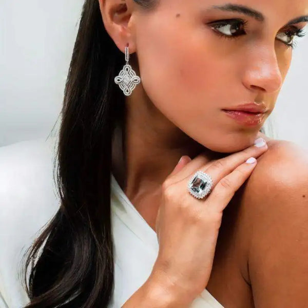 Aretes vintage diamantes oro blanco 18K
