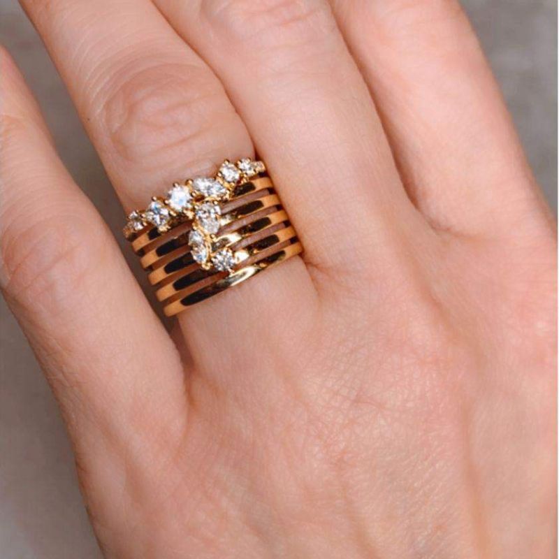 Diamonds & Spiral Gold Ring