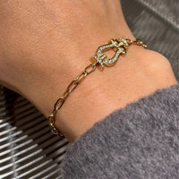Hardware Diamond Clip Chain with 14K Yellow Gold Bracelets