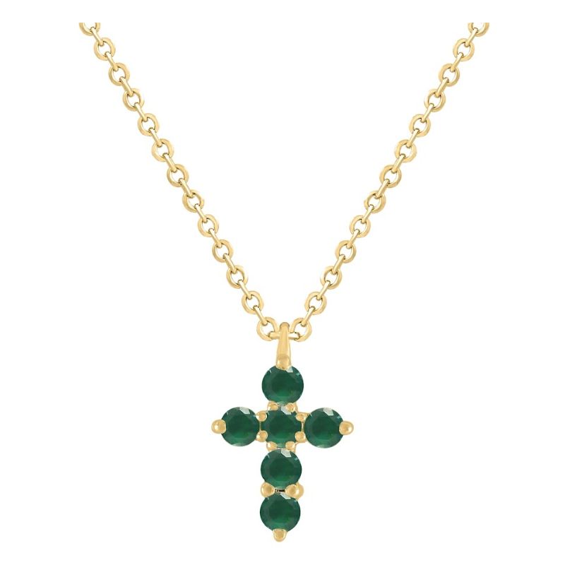 Collar de oro amarillo con tres mini crues de zafiro