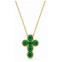 Collar de oro amarillo con  cruz de esmeraldas
