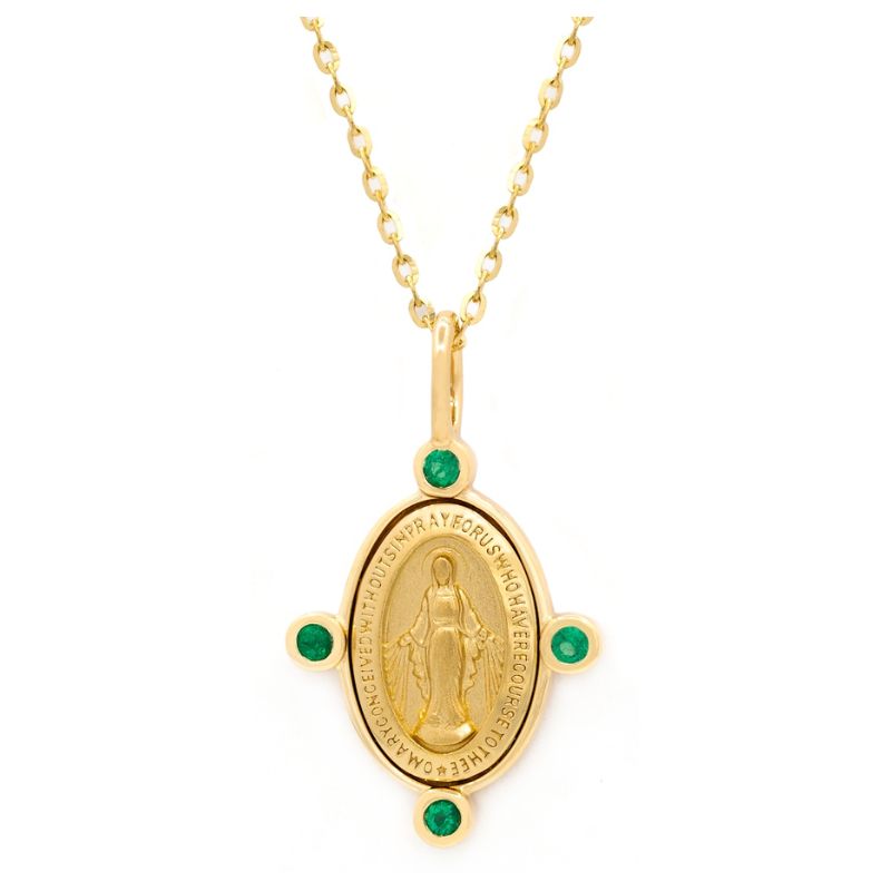 Collar medalla milagrosa rubí oro amarillo 14K