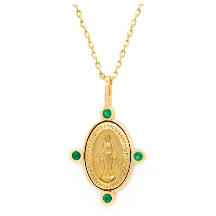 Miraculous Medal with Emerald Necklaces