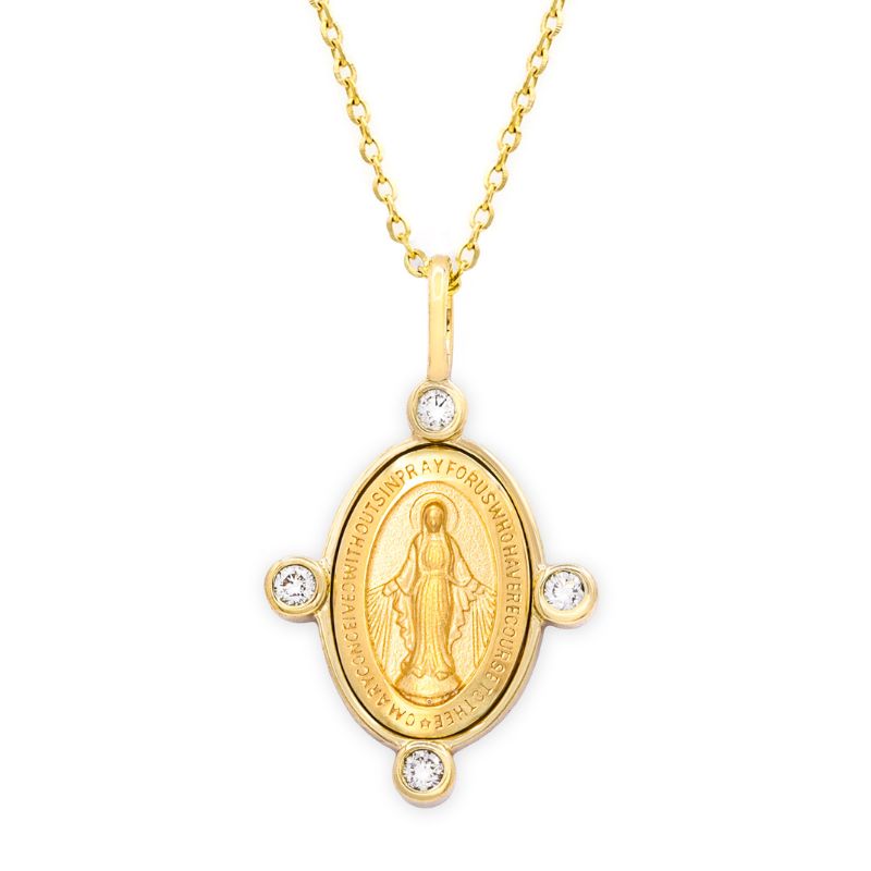 Miraculous Medal with Diamond Necklaces