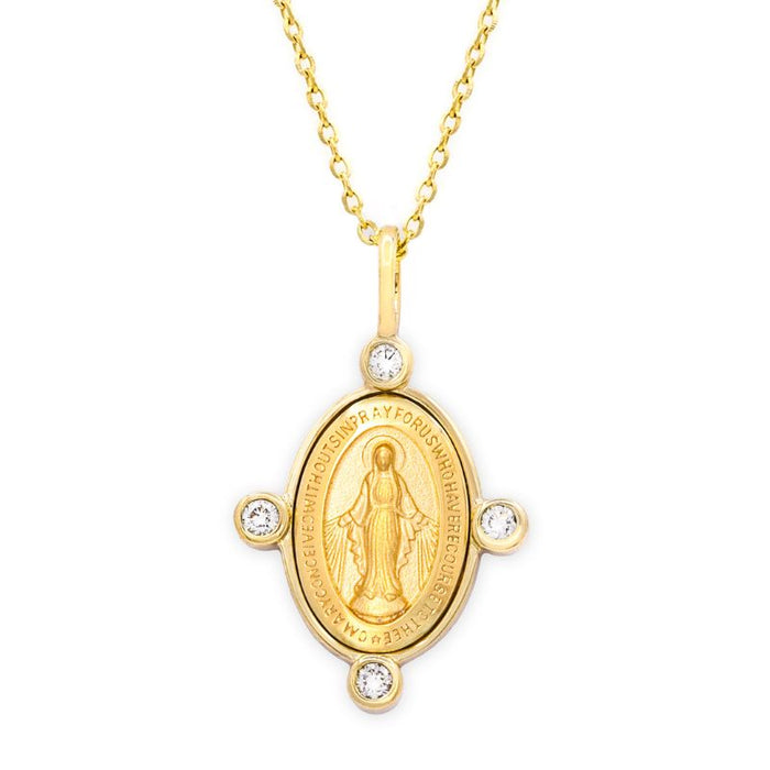 Miraculous Medal with Diamond Necklaces