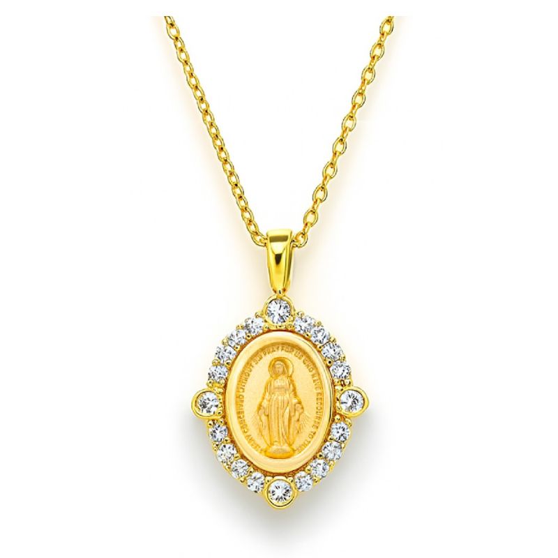 Mini Miraculous Medal with Diamonds Necklaces