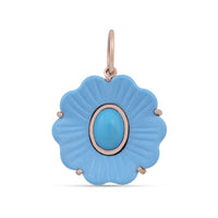 Turquoise Flower Charm with 14K Yellow Gold