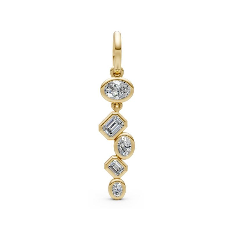 Dije de malaquita & esmeralda con diamantes en oro amarillo 