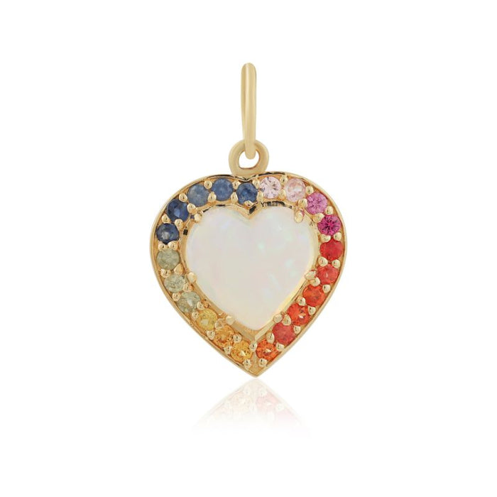 Opal Heart with Multicolor Sapphire Charm