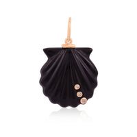 Onyx Shell with Diamonds on 14K Yellow Gold Charm