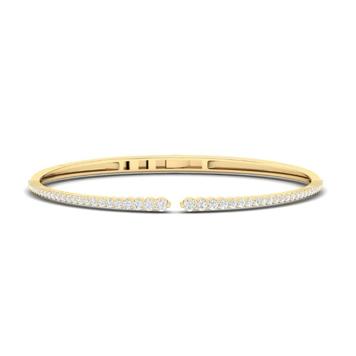 14K Yellow Gold with Diamond Bangle
