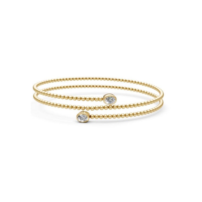 14K Yellow Gold with Double Oval Diamond Bangle