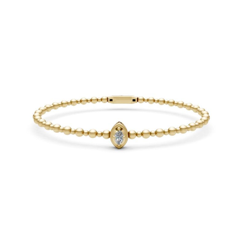 14K Yellow Gold with Marquise Diamond Bangle