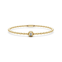 Brazalete cuentas de oro amarillo y diamante en corte esmeralda