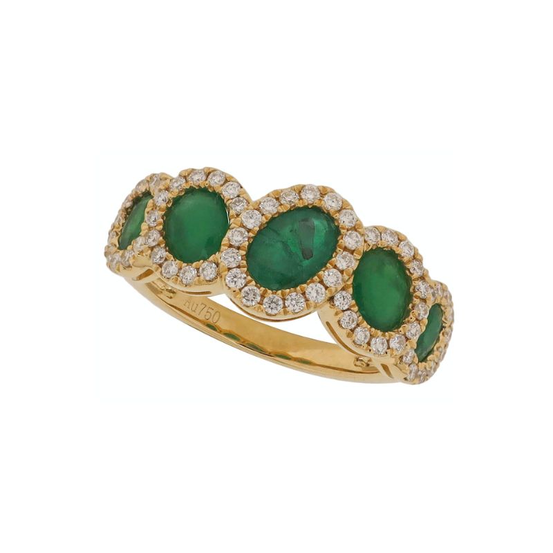 Anillo curvo de oro amarillo con diamantes