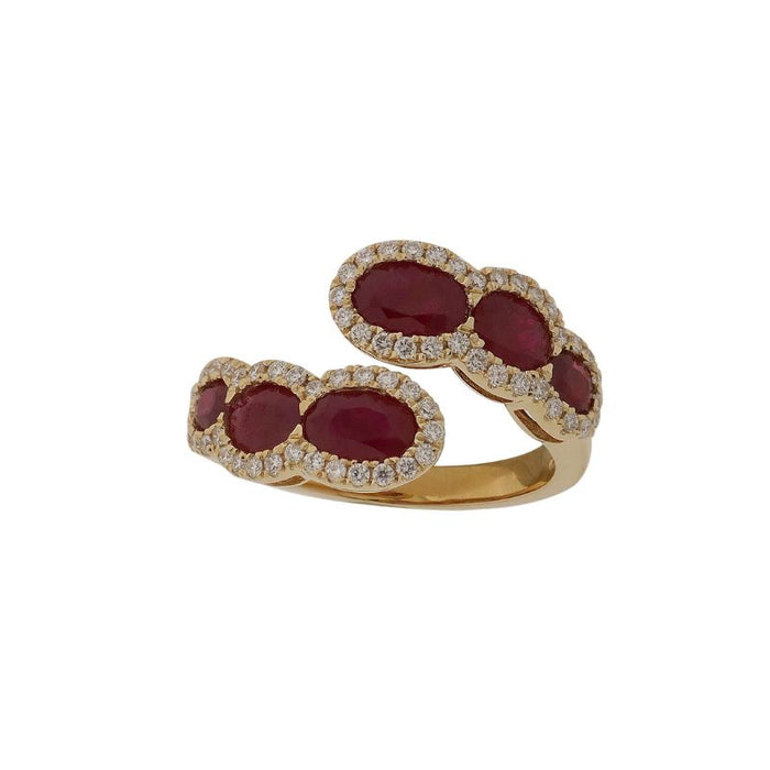 Anillo curvo de oro amarillo con diamantes