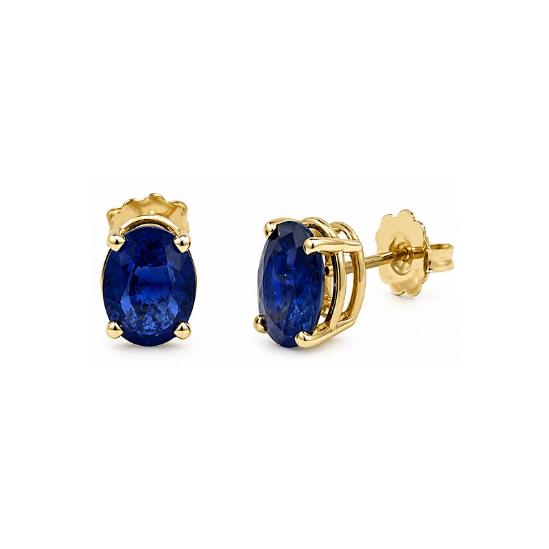 Sapphire Classic Oval Studs 14K Yellow Gold