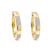 Yellow Gold Hoops with Diamonds Earrings
