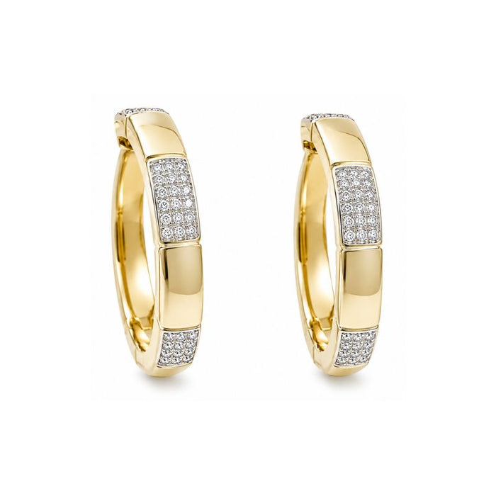 Yellow Gold Hoops with Diamonds Earrings
