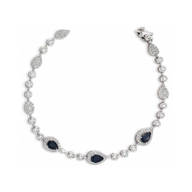 Pulsera de oro blanco con zafiro y diamantes