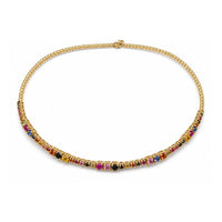 Choker with Multicolor Sapphire on 14K Yellow Gold Necklaces