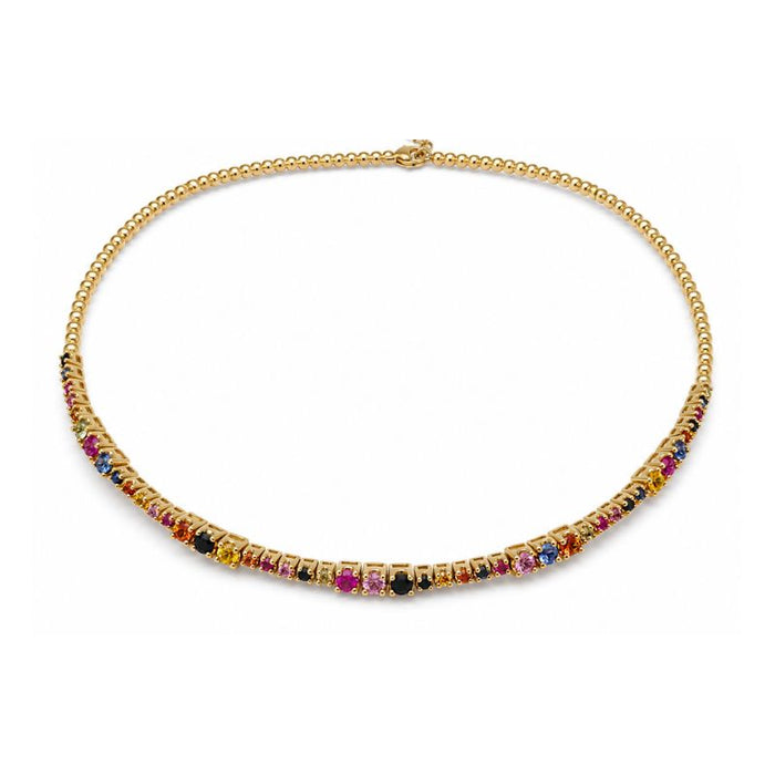 Choker with Multicolor Sapphire on 14K Yellow Gold Necklaces