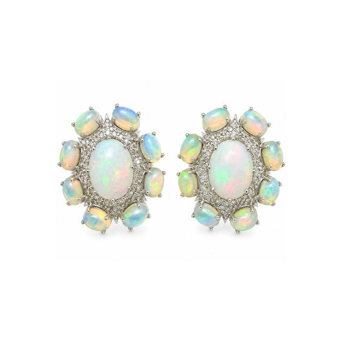 Aretes de ópalo con diamantes