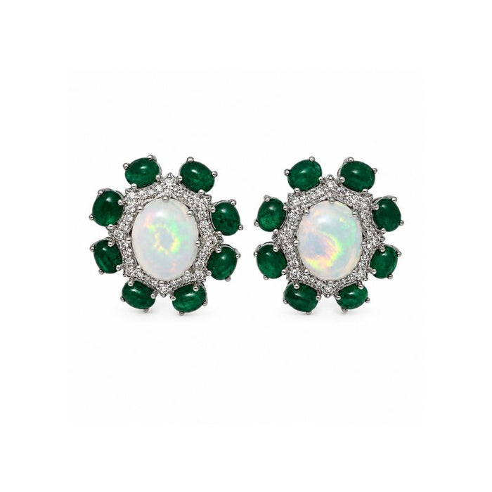 Aretes de ópalo con diamantes