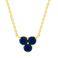Blue Sapphire Clover on 14K Yellow Gold Necklaces
