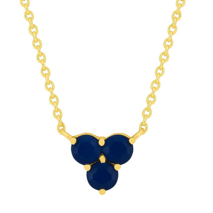 Blue Sapphire Clover on 14K Yellow Gold Necklaces