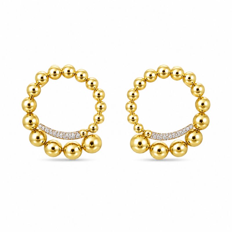 14K Yellow Gold Circle with Diamonds Earrings