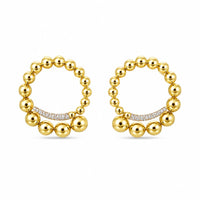 14K Yellow Gold Circle with Diamonds Earrings