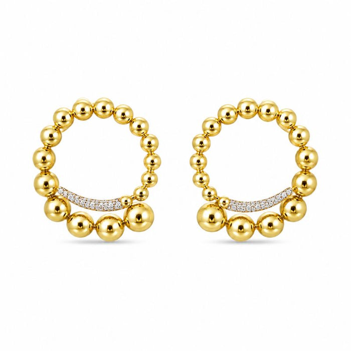 14K Yellow Gold Circle with Diamonds Earrings