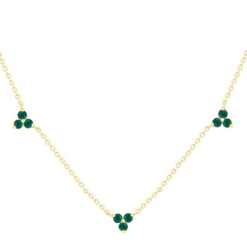 Emerald Clover Trio on 14K Yellow Gold Necklaces