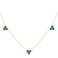 Emerald Clover Trio on 14K Yellow Gold Necklaces