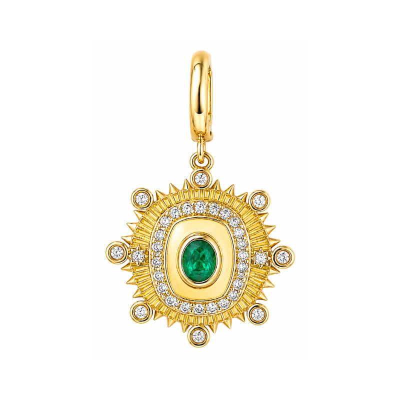 Sun Rays Emerald & Diamonds Charm