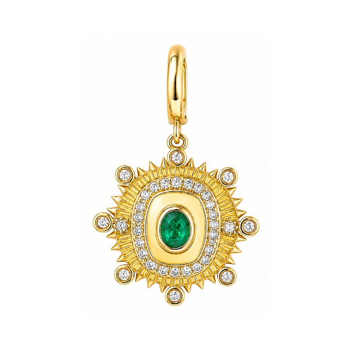 Sun Rays Emerald & Diamonds Charm