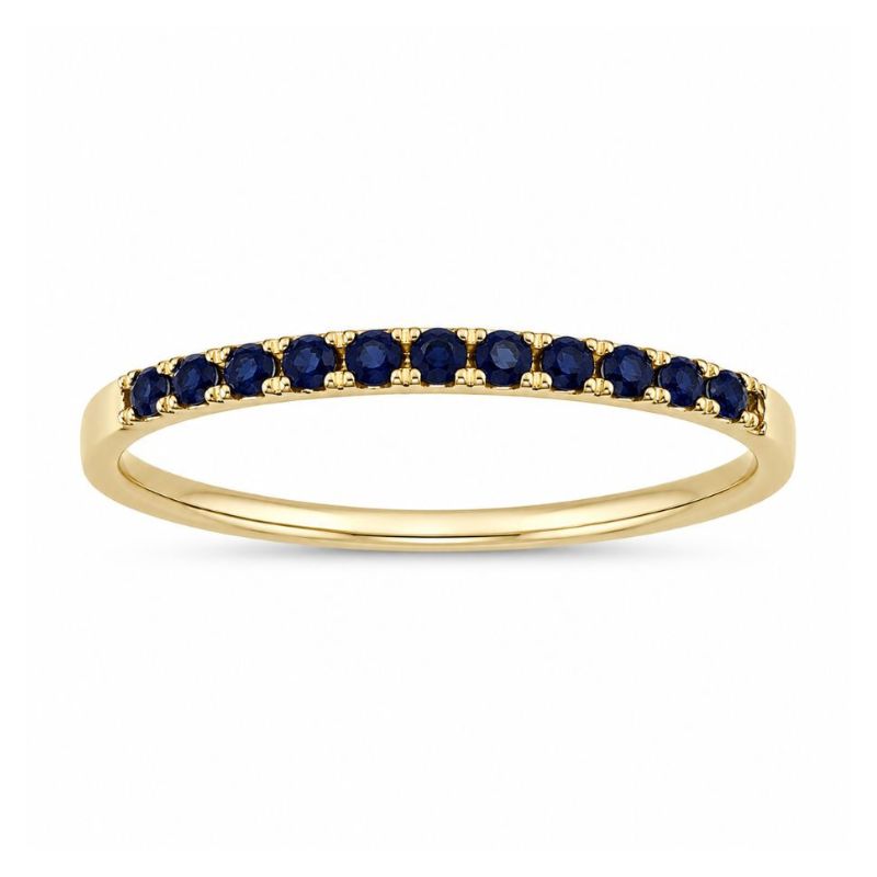 Anillo de zafiro azul piedra de nacimiento de septiembre con oro amarillo de 14 quilates