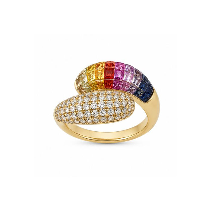 Multi Sapphire & Diamonds 14K Yellow Gold Rings