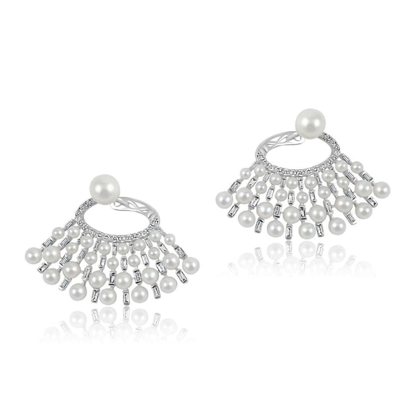 Vintage Pearl Earrings: 14K White Gold weight: 5.01 grams Diamond: 0.73 ct Pearl: 3.31 