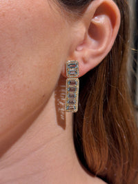 Aquamarine & Diamond on 18K Yellow Gold Long Earrings