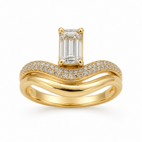 White Sapphire & Diamonds with Yellow Gold Rings