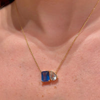 White Topaz & Kyanite Pendant with 14K Yellow Gold Necklace