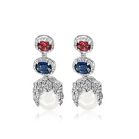 Baroque Pearl with Rubellite, Kyanite & Diamonds Earring