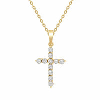 Diamond Cross Pendant on 14K Yellow Gold Necklaces
