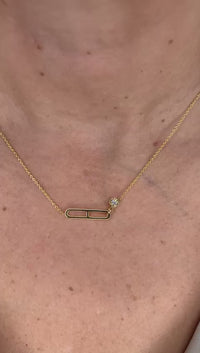 14K Yellow Gold Solitaire Paperclip Necklace