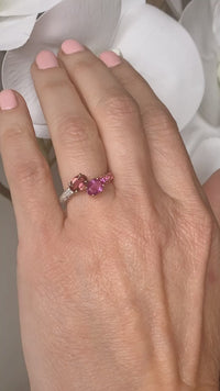 Pink Sapphire & Tourmaline Together with Diamond Ring