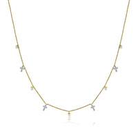 14K Gold Crosses with Pearls Necklace