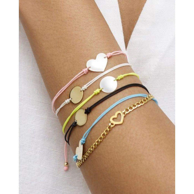 14K Gold Heart with Pink Cord Bracelet - Adriana Fine Jewelry
