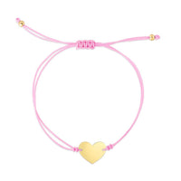 14K Gold Heart with Pink Cord Bracelet